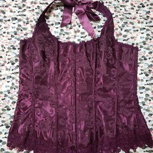 Fredericks of Hollywood plum brocade corset